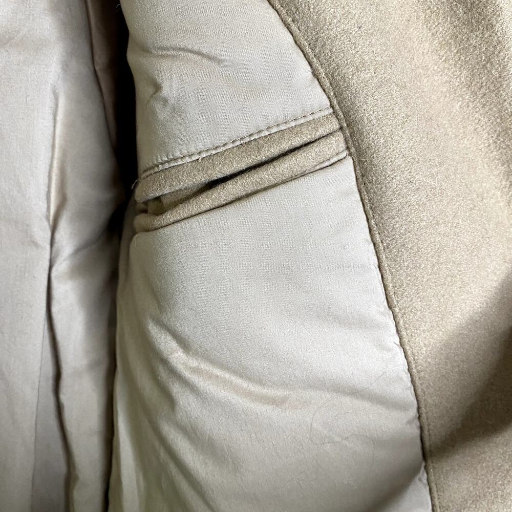 The Kooples Wool Blend Mockneck Utility Pea Coat Small Snap Front Zip Jacket Tan - Picture 11 of 15